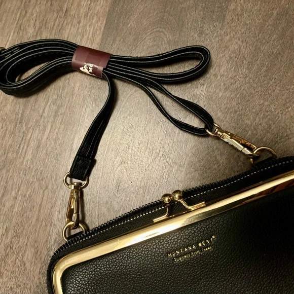 Montana West Black Leather Wallet with Crossbody Strap NWT - Picture 6 of 9